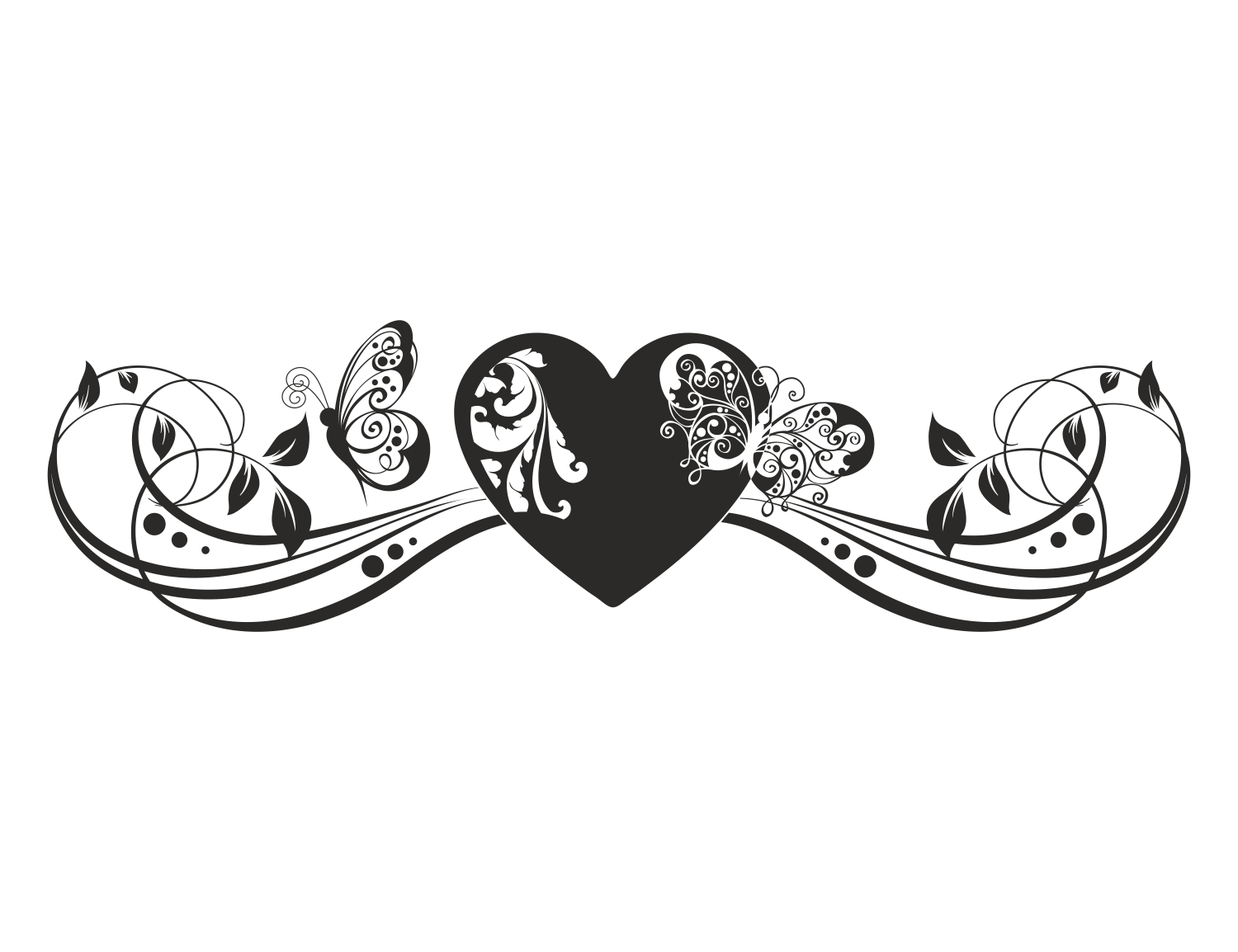 Wandtattoo Herz Liebe Schmetterling Schlafzimmer Ranke